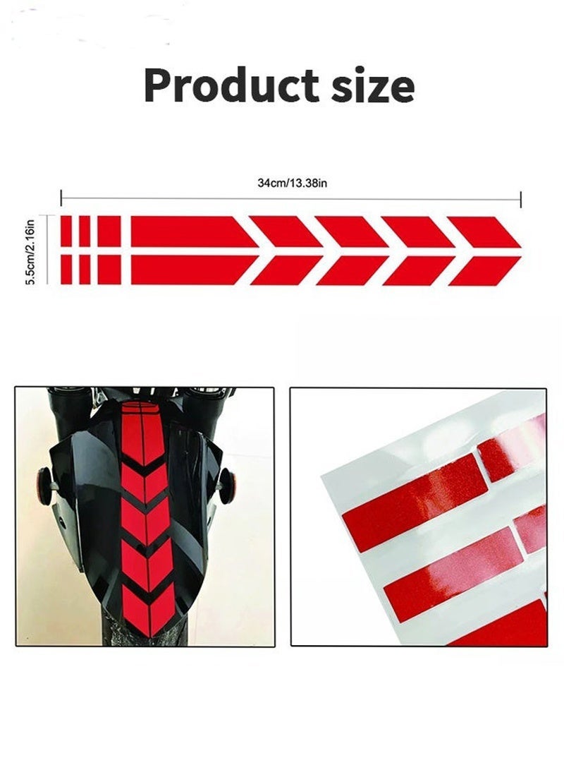 OR MENG 4 Pcs Motorcycle Decorative Sticker, Front Fender Arrow Sticker Decoration Warning Reflective Tape Accessories Universal Motorcycle Decals Graphics (Red) - Image 2